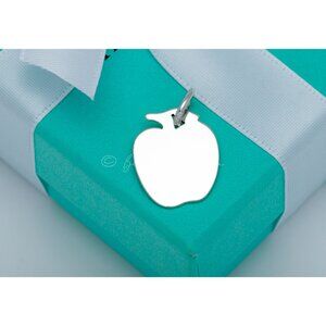 Tiffany & Co. Vintage Apple Charm Blank Engravable Pendant in Silver 19mm